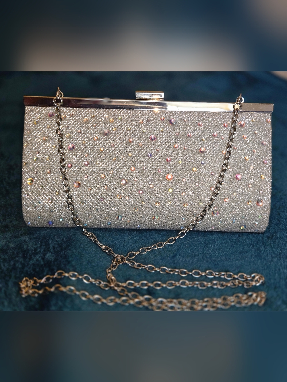 Sparkling Charming Charlie RSVP Silver Crystal Evening Clutch